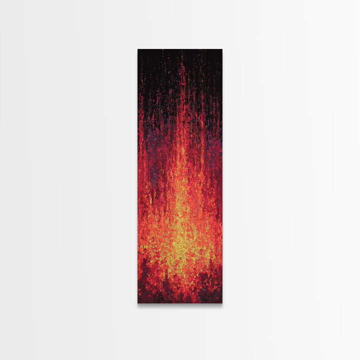 Blazing Red Orange Firefall Abstract Wall Art, African Inspired Canvas Print, Modern Black Decor, Statement Home Decor Gift