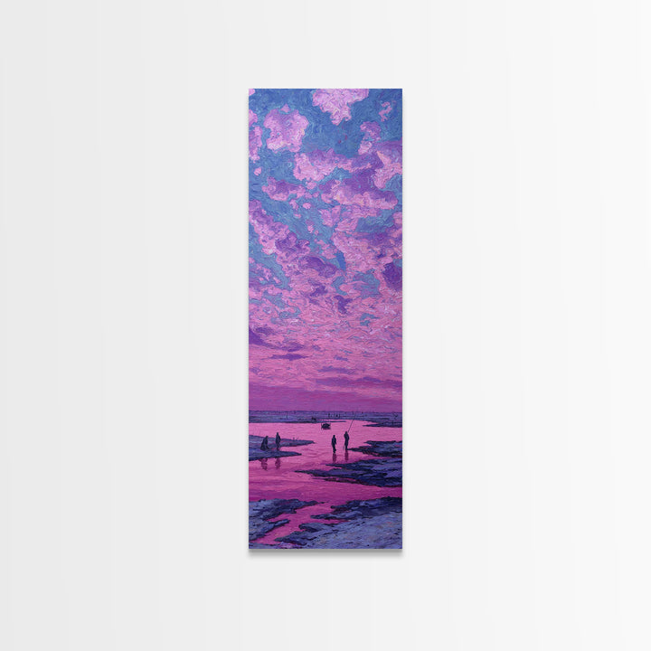 Pink Purple Coastal Sunset Sky Wall Art, Dreamy Canvas Print, Serene Beach Landscape Decor, Modern Large Living Room Gift