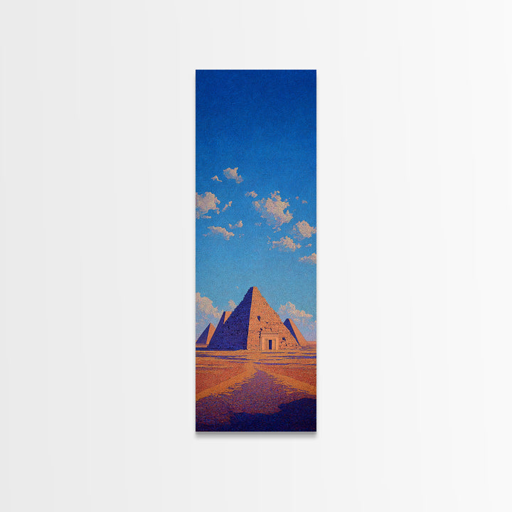 Egyptian Pyramids Blue Sky Wall Art, Ancient African Landscape Canvas Print, Desert Travel Poster Home Decor Gift For Her