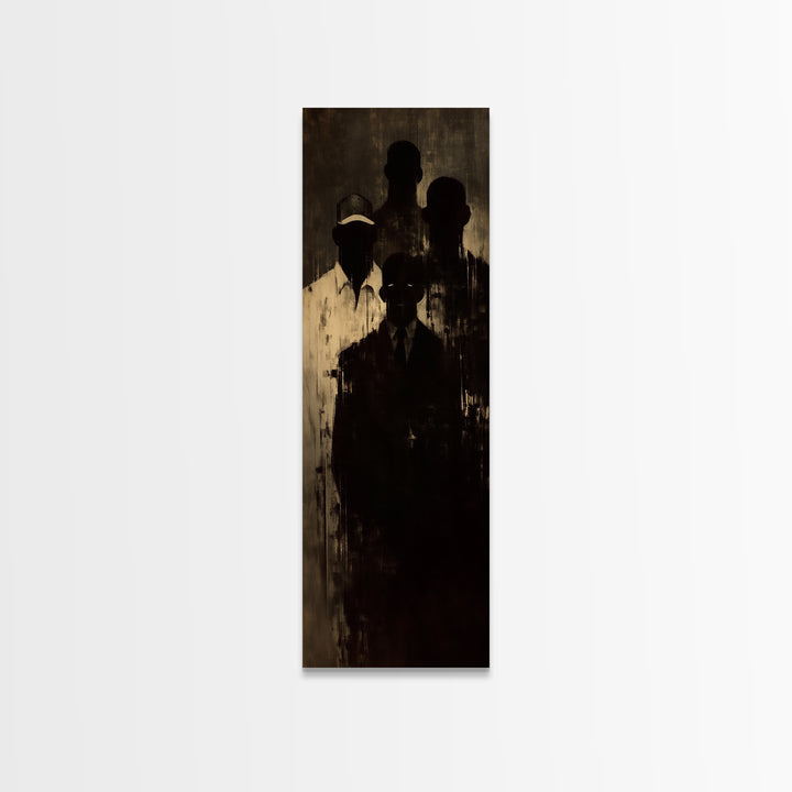 Shadowed African Men In Suits And Ancestral Light Wall Art, Black Culture Portrait, Moody Masculine Office Decor Gift For Him