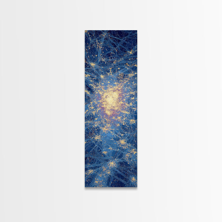 Blue Gold Abstract African Wall Art, Radiant Cosmic Canvas Print, Modern Textured Energy Decor, Luxury Home Decor Gift, Statement Piece