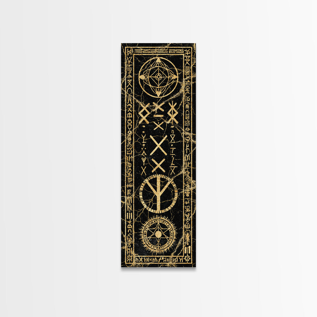 Ancient Golden Sigil With Sacred Geometry, Canvas Print, Mystical Wall Art, Spiritual Decor, Gothic Home Decor Gift For Altar Room