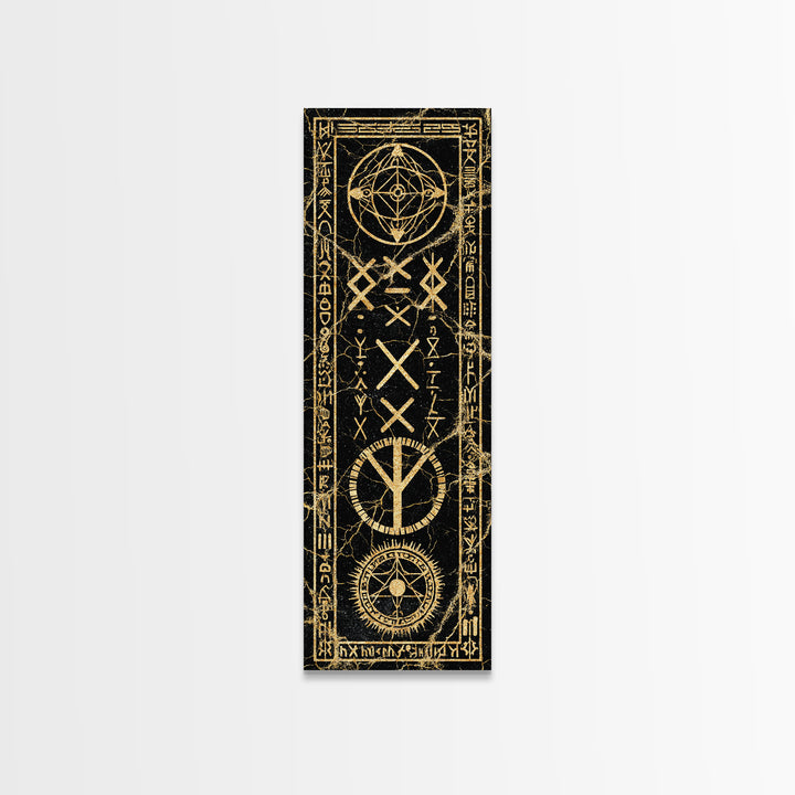 Ancient Golden Sigil With Sacred Geometry, Canvas Print, Mystical Wall Art, Spiritual Decor, Gothic Home Decor Gift For Altar Room
