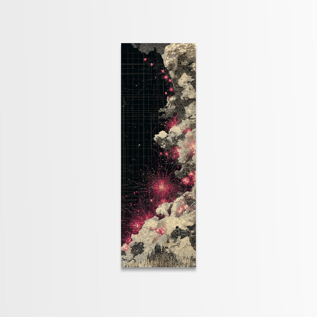 Black Pink Cosmic Map Wall Art, Abstract African Landscape Canvas Print, Modern Digital Art, Urban Statement Home Decor Gift