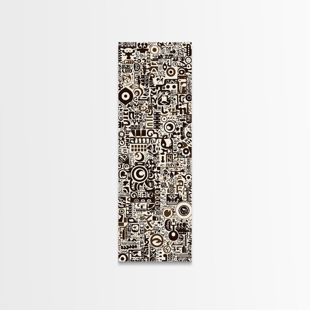 Bold Monochrome Symbols And Tribal Pattern Collage, Canvas Print, Abstract Wall Art, Geometric Decor, Modern Home Decor Gift