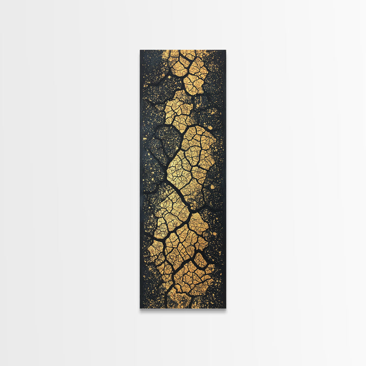 Gold Cracked Earth African Wall Art, Abstract Texture Canvas Print, Black And Gold Design, Modern Statement Home Decor Gift