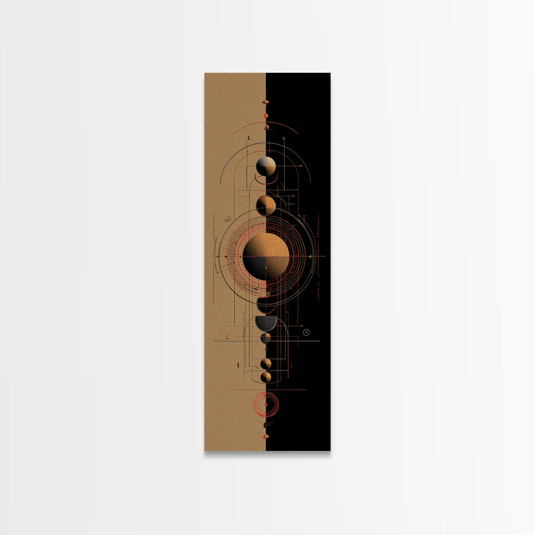Terracotta Planetary Alignment Wall Art, Abstract Geometric Space Decor, Burnt Orange Modern Canvas Print, Office Gift For Him