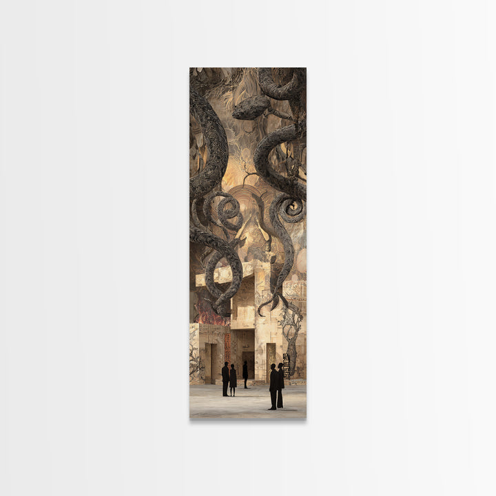 Shadow Serpents In Ancient Gallery Wall Art, Mystical Abstract Decor, Large Canvas Artwork For Gothic Living Room Decor Gift