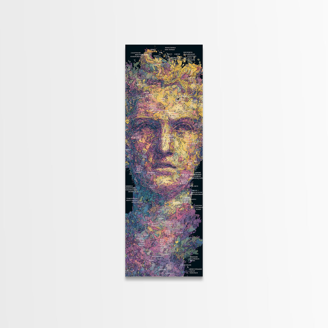 Blindfolded Abstract Face In Gold And Violet, Canvas Print, Modern Black Art, Afrocentric Decor, Contemporary Wall Art Gift