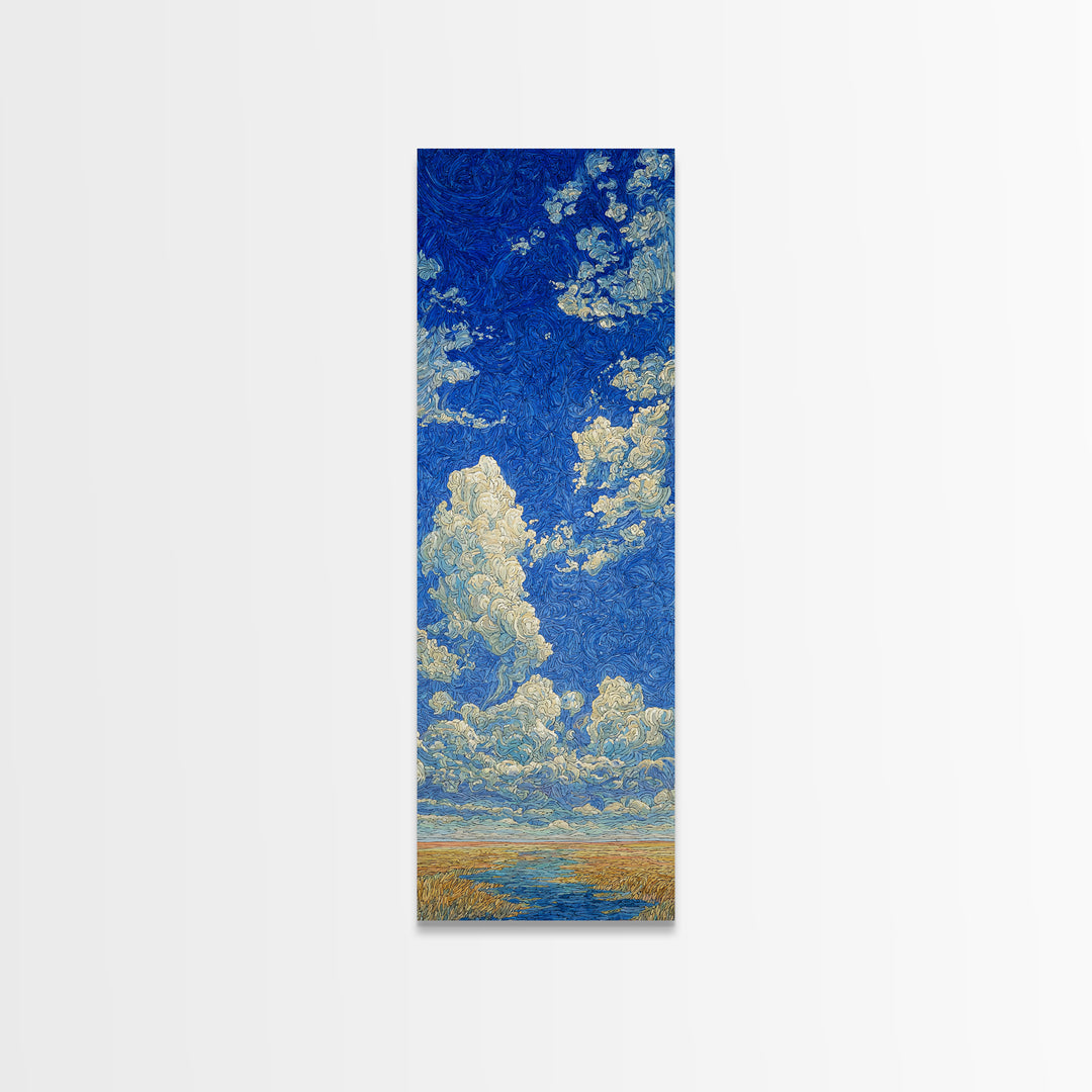 Swirling Blue Cloudscape Canvas Print, African Landscape Art, Dreamy Wall Art, Bohemian Decor For Living Room And Bedroom