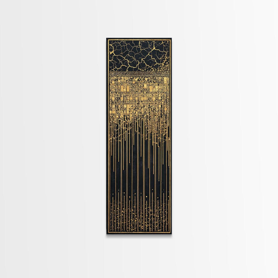 Black And Gold African Patterns Wall Art, Ancient African Art, Abstract Tribal Decor, Luxury Canvas, Cultural Home Decor
