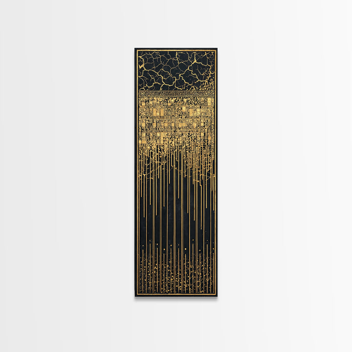 Black And Gold African Patterns Wall Art, Ancient African Art, Abstract Tribal Decor, Luxury Canvas, Cultural Home Decor