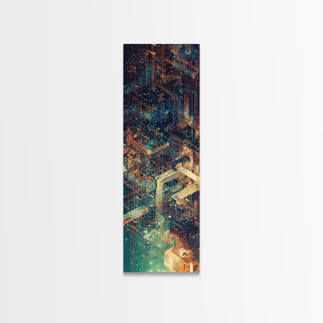 Neon Cyberpunk Megacity Wall Art, Futuristic Cityscape Canvas Print, Modern Urban Decor, Sci Fi Architecture Poster, Tech Noir Gift