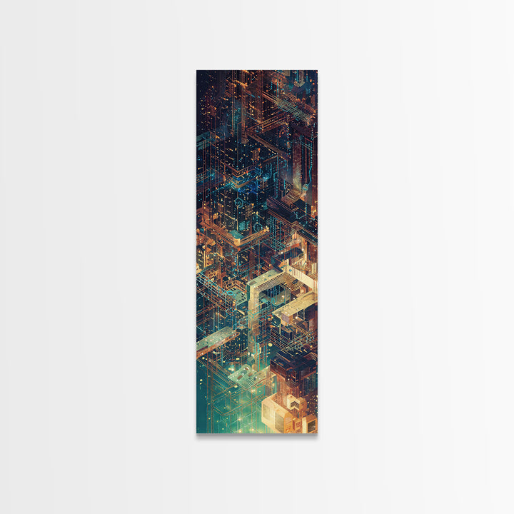 Neon Cyberpunk Megacity Wall Art, Futuristic Cityscape Canvas Print, Modern Urban Decor, Sci Fi Architecture Poster, Tech Noir Gift