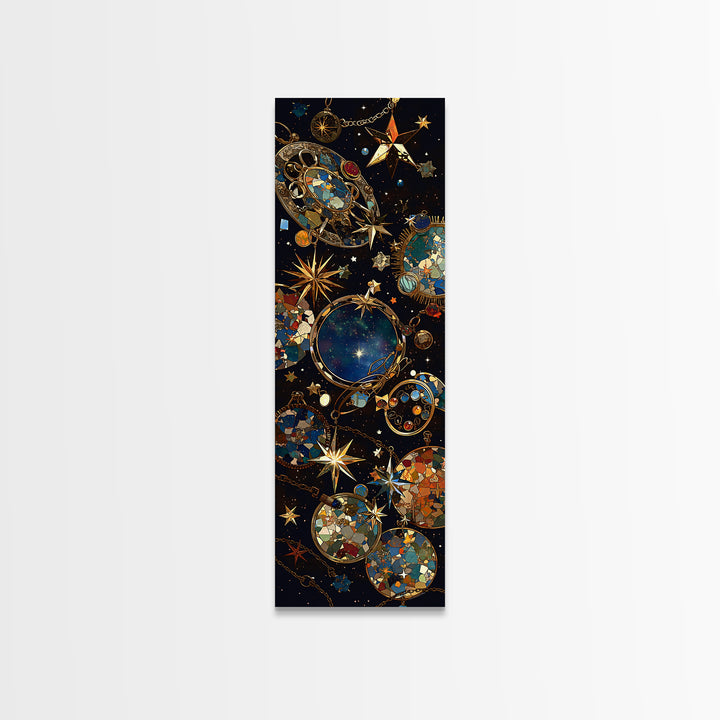 Celestial Orbit Stars Canvas Print, Gold Boho Wall Art, Mystical Galaxy Decor, Luxury Abstract Home Decor Gift For Art Lovers