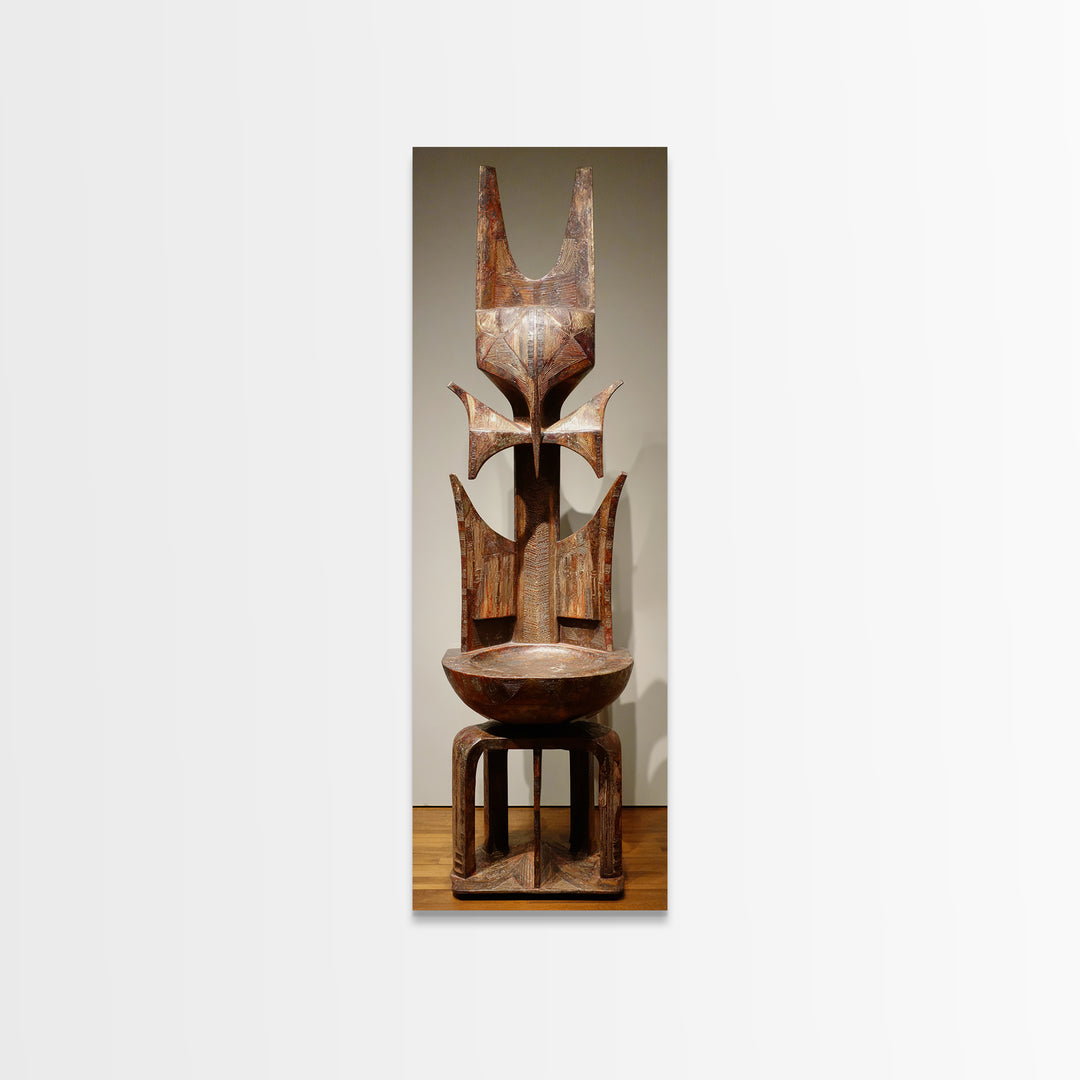 Rustic African Tribal Throne Sculpture Wall Art, African Wood Statue, African Carved Decor, Cultural Home Decor, Unique Gift