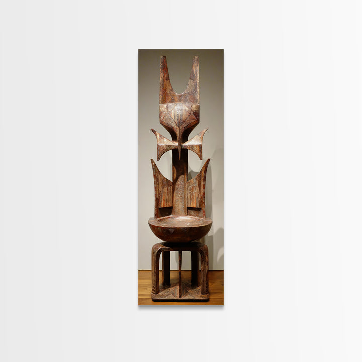 Rustic African Tribal Throne Sculpture Wall Art, African Wood Statue, African Carved Decor, Cultural Home Decor, Unique Gift