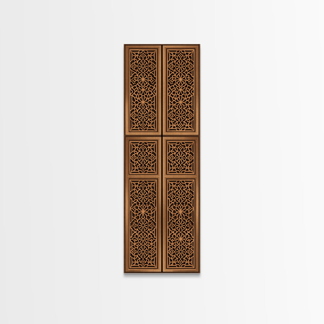 Tan Geometric African Pattern Door Panels Canvas Print, African Tribal Decor, Boho Wall Art, Minimalist Decor, Unique Home Decor