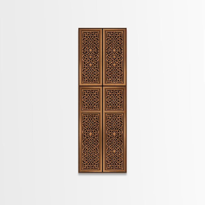 Tan Geometric African Pattern Door Panels Canvas Print, African Tribal Decor, Boho Wall Art, Minimalist Decor, Unique Home Decor