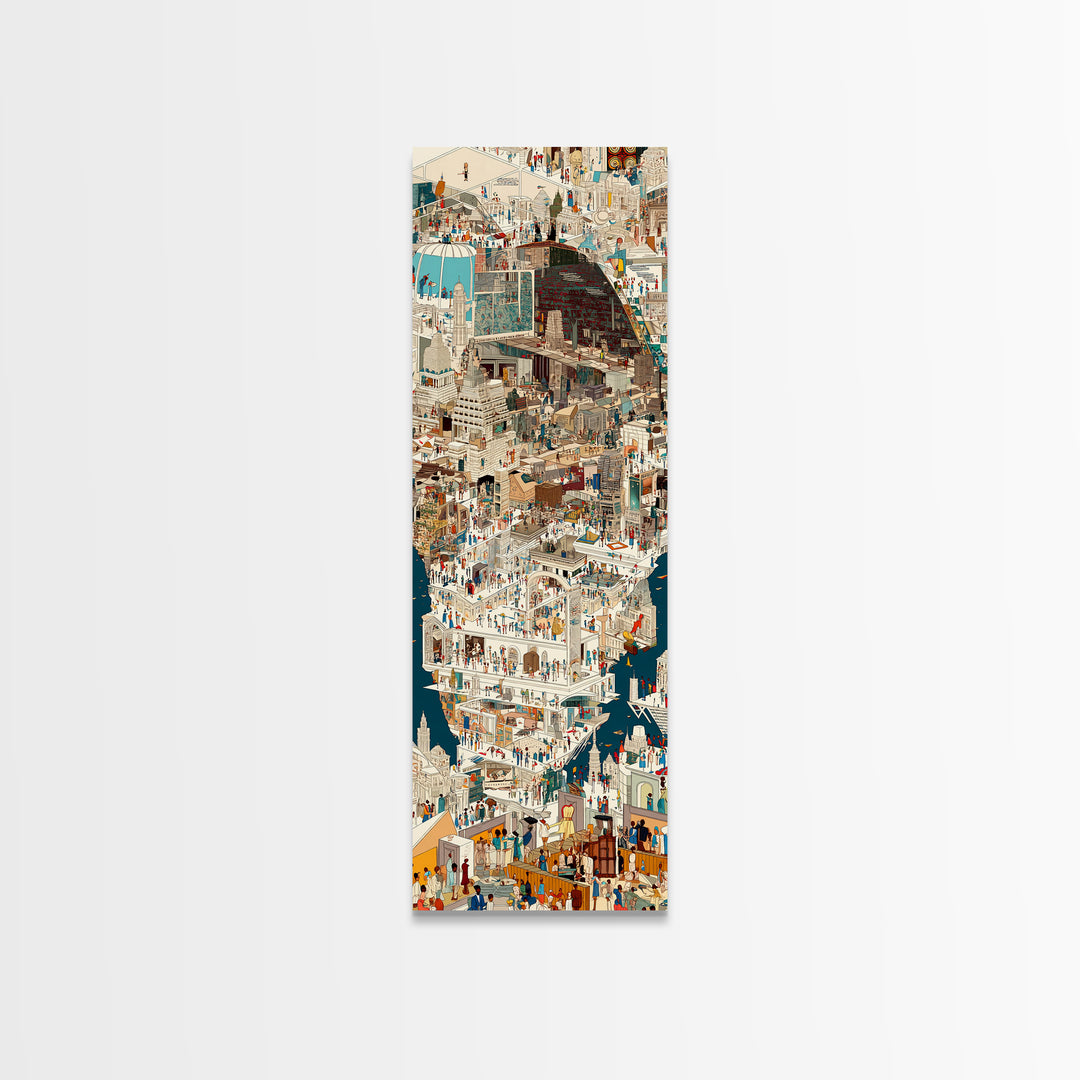 White Coastal Medina City Map Wall Art, Detailed African Travel Poster, Moroccan Inspired Canvas Print, Cultural Home Decor