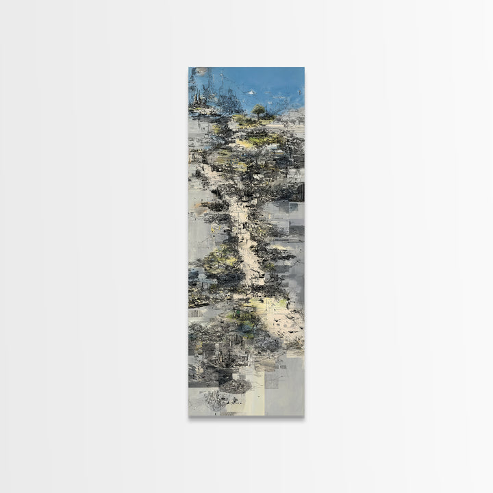 Blue Gray Abstract Pathway Canvas Print, Modern Landscape Wall Art, Textured Art Print, Minimalist Office Decor, Home Decor