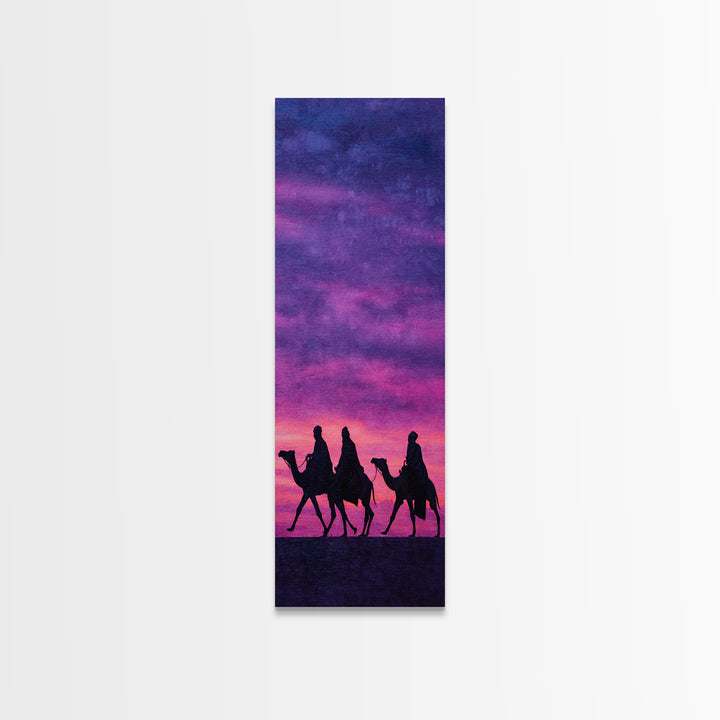 Pink Purple Sunset Camel Caravan Wall Art, African Safari Art Print, Desert Travel Decor, Boho Canvas For Bedroom Gallery