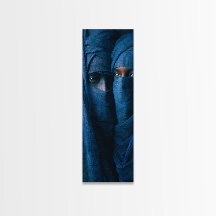 Indigo Veiled Tuareg Portrait Canvas Print, African Portrait Wall Art, Blue Nomad Decor, Afrocentric Cultural Home Decor