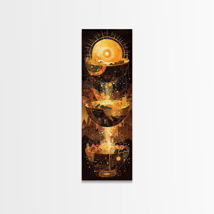 Glowing Solar City And Floating Worlds Canvas Print, Afrofuturism Decor, African Inspired Abstract, Modern Black Art, Statement Wall Decor