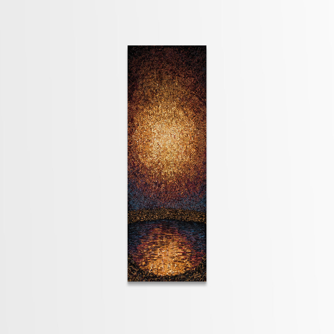 Radiant Golden Pear Light Over Water Wall Art, African Inspired Abstract Painting, Dreamy Wall Decor, Luxury Canvas Gift