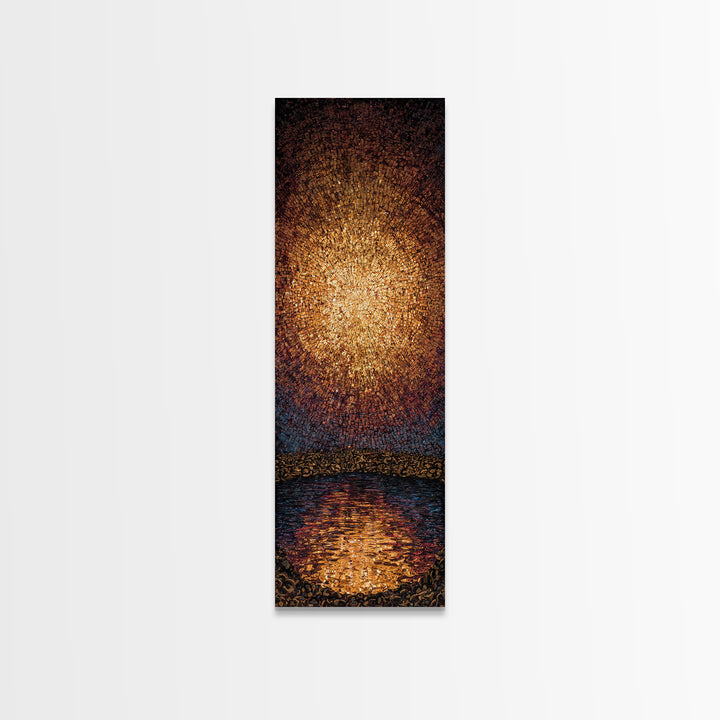 Radiant Golden Pear Light Over Water Wall Art, African Inspired Abstract Painting, Dreamy Wall Decor, Luxury Canvas Gift