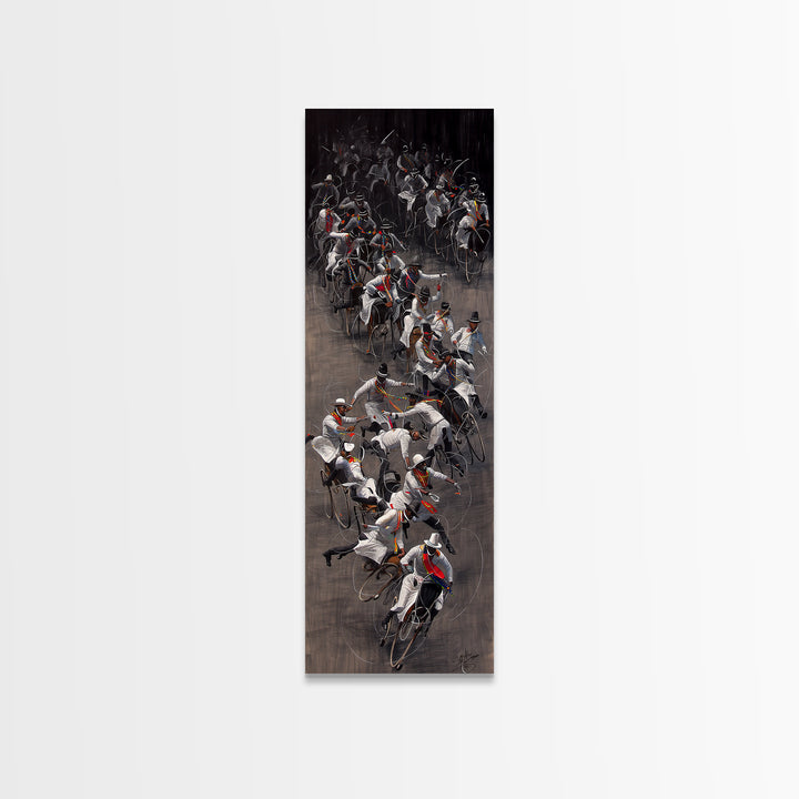 African Horseback Warriors Wall Art, Dynamic Tribal Riders Painting, African Warrior Art, Bold Cultural Canvas Decor Gift