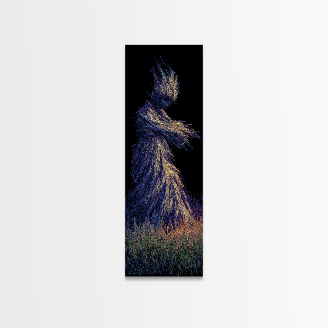 Mystical African Woman Wall Art, Abstract Particle Figure, Spiritual Afrocentric Decor, Elegant Black Goddess Canvas Print