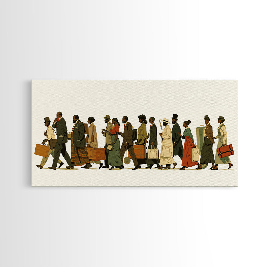 Elegant Black Travelers Procession Wall Art, African American Art, Black Culture Art Print, Heritage Portrait For Living Room