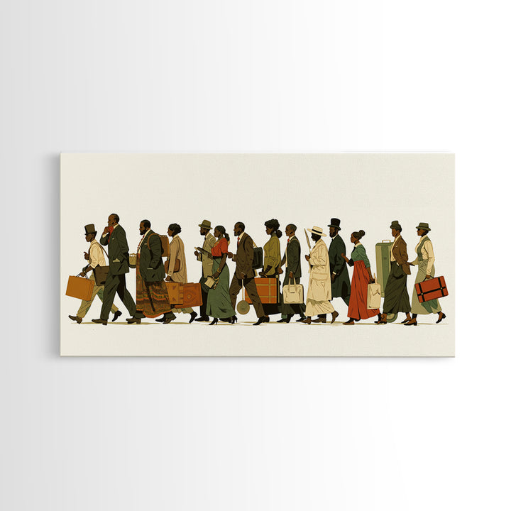 Elegant Black Travelers Procession Wall Art, African American Art, Black Culture Art Print, Heritage Portrait For Living Room