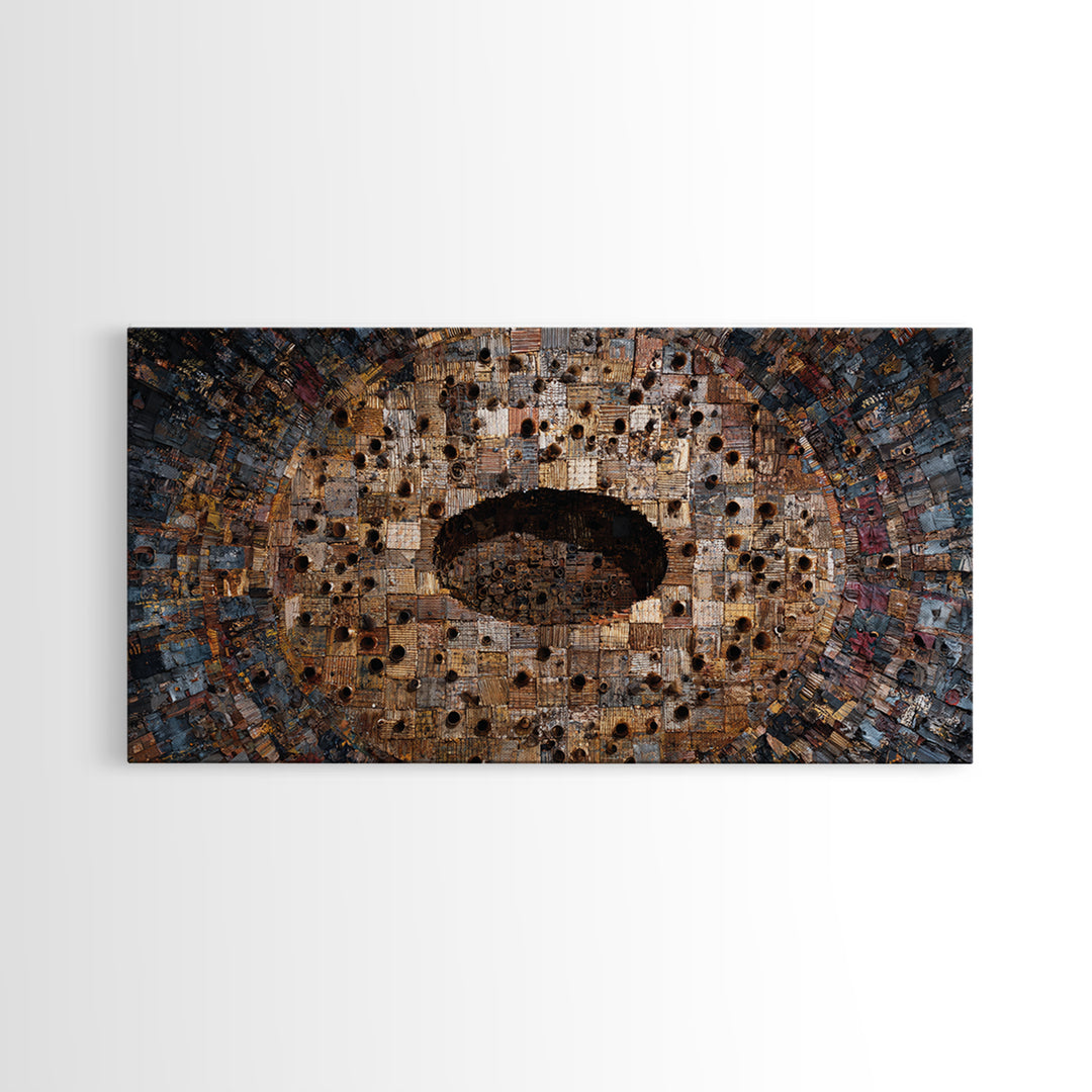 Weathered Bronze Tribal Mask Portal Wall Art, Abstract African Art, Kifwebe Mask Decor, Cultural Wall Decor, Statement Piece