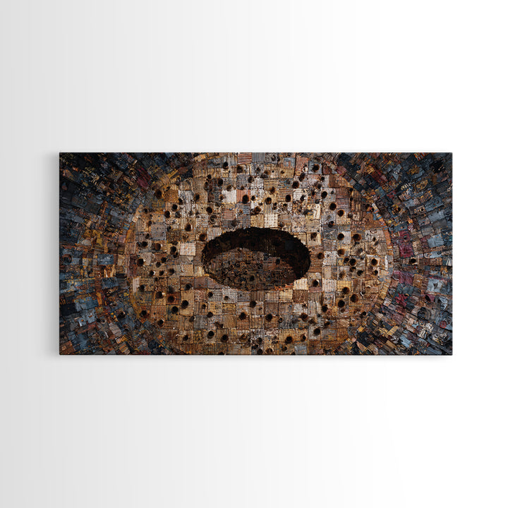 Weathered Bronze Tribal Mask Portal Wall Art, Abstract African Art, Kifwebe Mask Decor, Cultural Wall Decor, Statement Piece