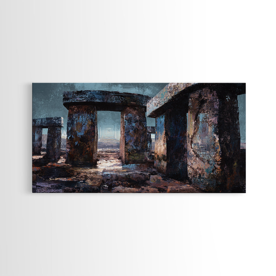 Moody Ancient Stone Circle Ruins Wall Art, African Inspired Landscape, Mystical Wall Decor, Rustic Home Decor, Gallery Art
