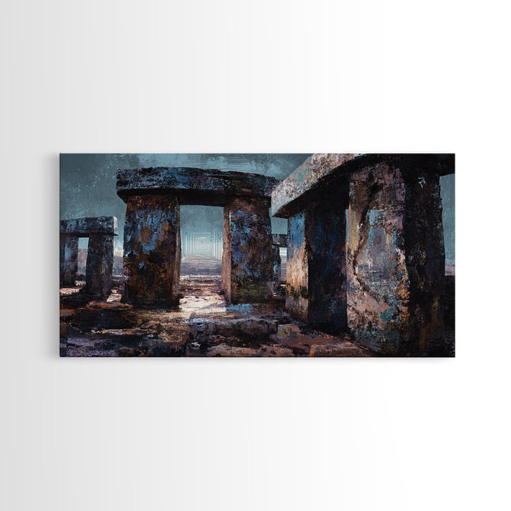Moody Ancient Stone Circle Ruins Wall Art, African Inspired Landscape, Mystical Wall Decor, Rustic Home Decor, Gallery Art