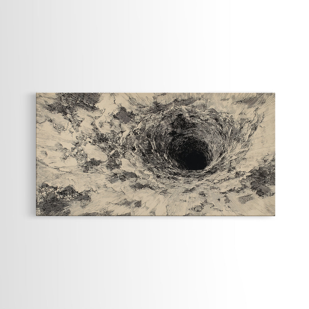 Black And Beige Abstract Vortex Wall Art, Minimalist Ink Texture, Modern Neutral Canvas Decor For Living Room Office Gift