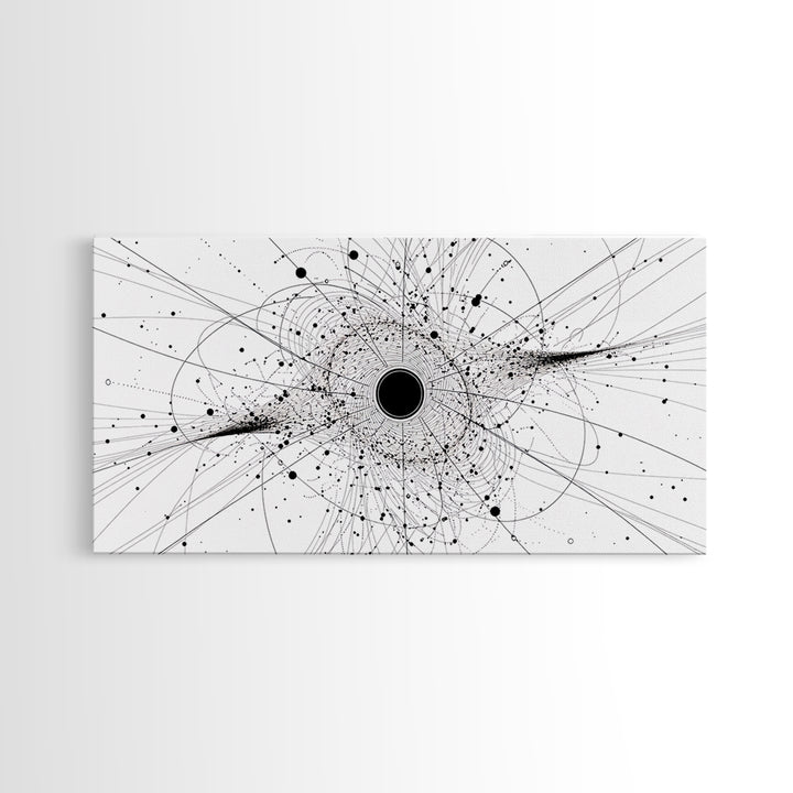 Minimal Black Hole Diagram Wall Art, Abstract Science Line Art, Modern Black And White Home Decor For Office Bedroom Gift