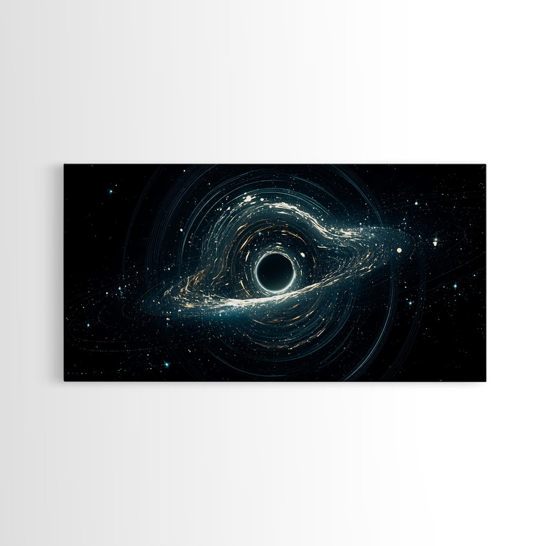 Luminous Cosmic Black Hole Canvas Print, Modern Galaxy Wall Art, Blue Abstract Space Decor For Bedroom Office Home Art Gift