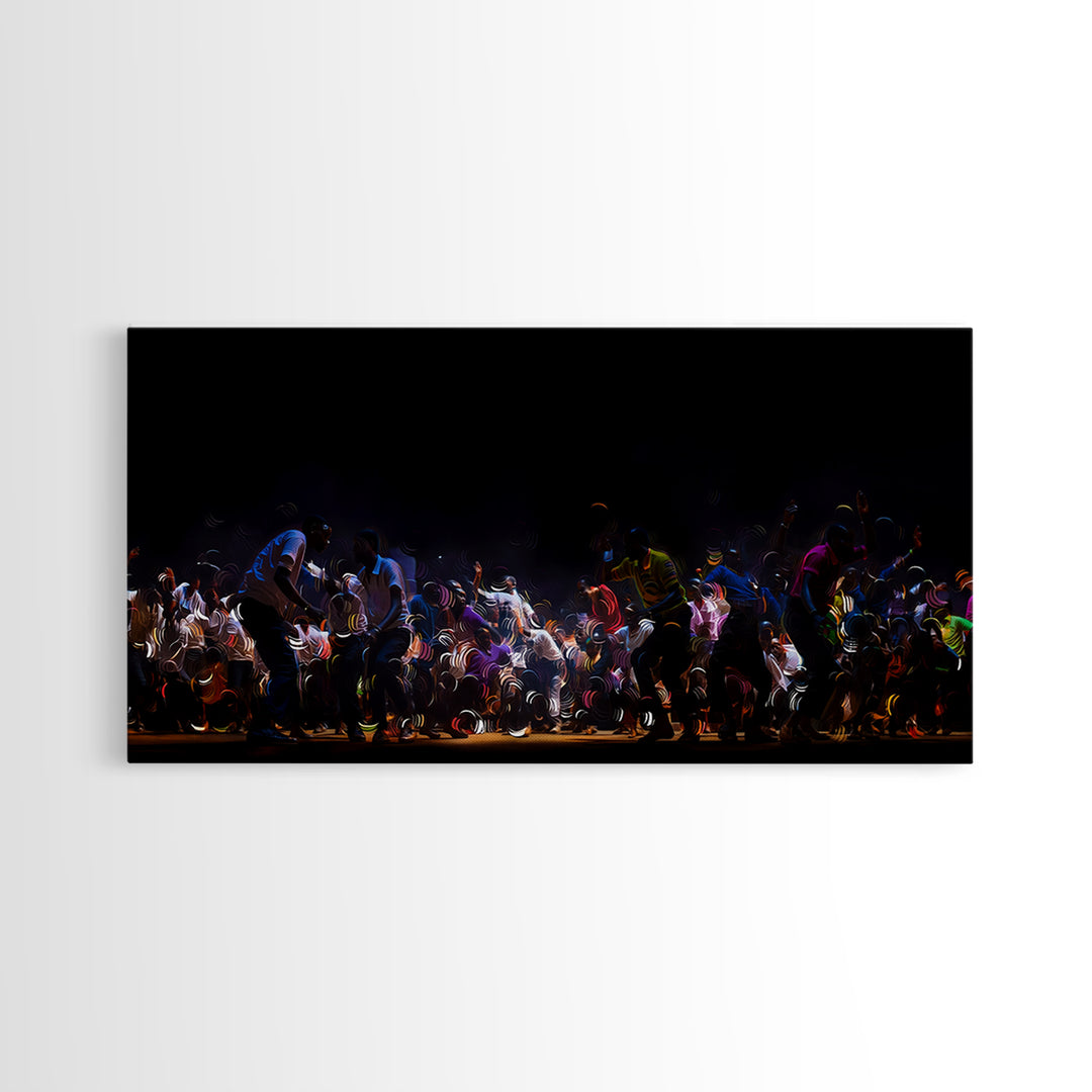 Night Festival African Dance Troupe Canvas Print, Dramatic Black Wall Art, Cultural Celebration Decor, Afrocentric Artwork