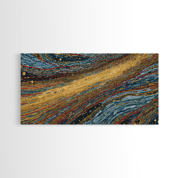 Gold And Teal Flowing Abstract Wall Art, Textured Art Print, Modern Canvas Art, Luxury Home Decor, Large Wall Decor Gift