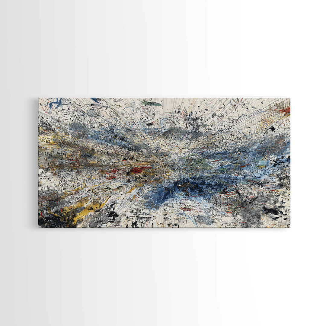 Abstract Blue White Landscape Wall Art, Textured Modern African Inspired Painting, Large Office Decor, Contemporary Print