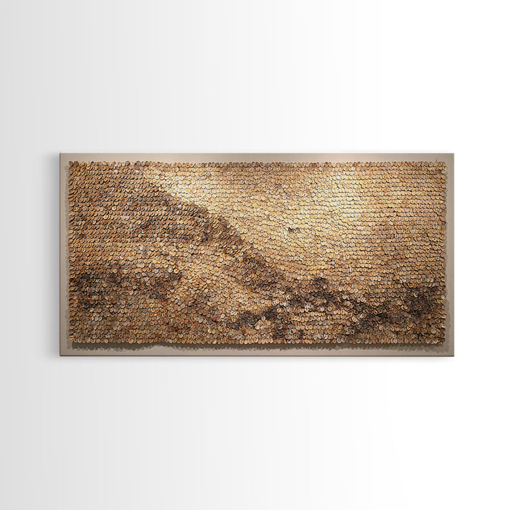 Cowrie Shell Mountain Wall Art, Textured African Landscape, Neutral Earth Tone Decor, Unique Home Decor, Boho Modern Canvas Print