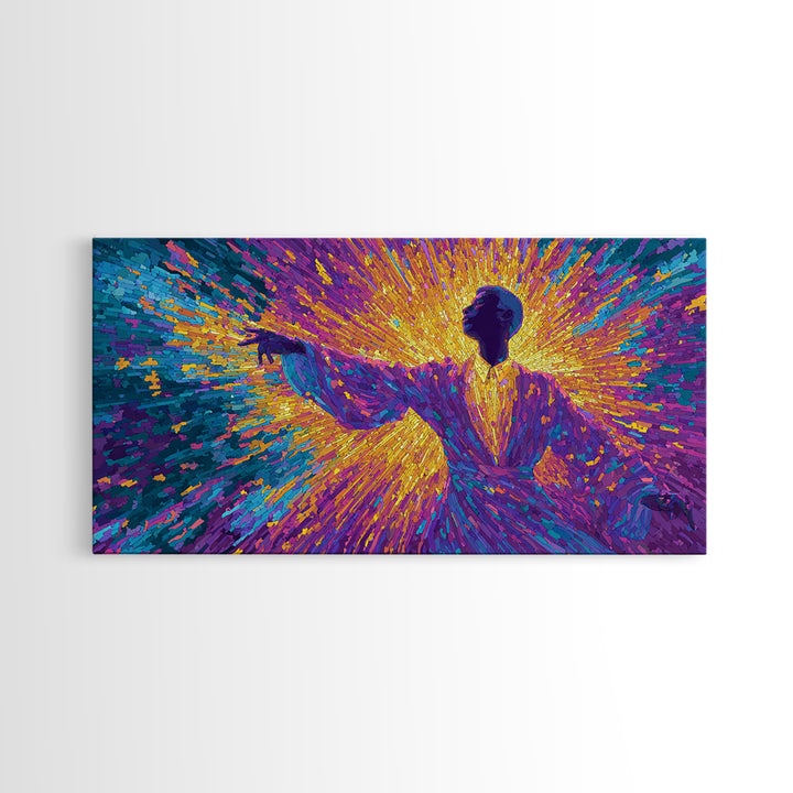 Radiant Purple Robed Dancer In Color Burst Wall Art, Black Culture Art, Vibrant Afrocentric Canvas Print, Home Decor Gift