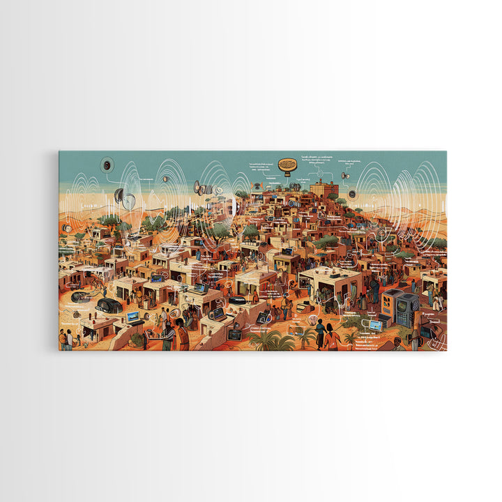 Futuristic Desert African City Wall Art, Afrocentric Urban Landscape, Modern African Art Print, Cultural Home Decor Gift