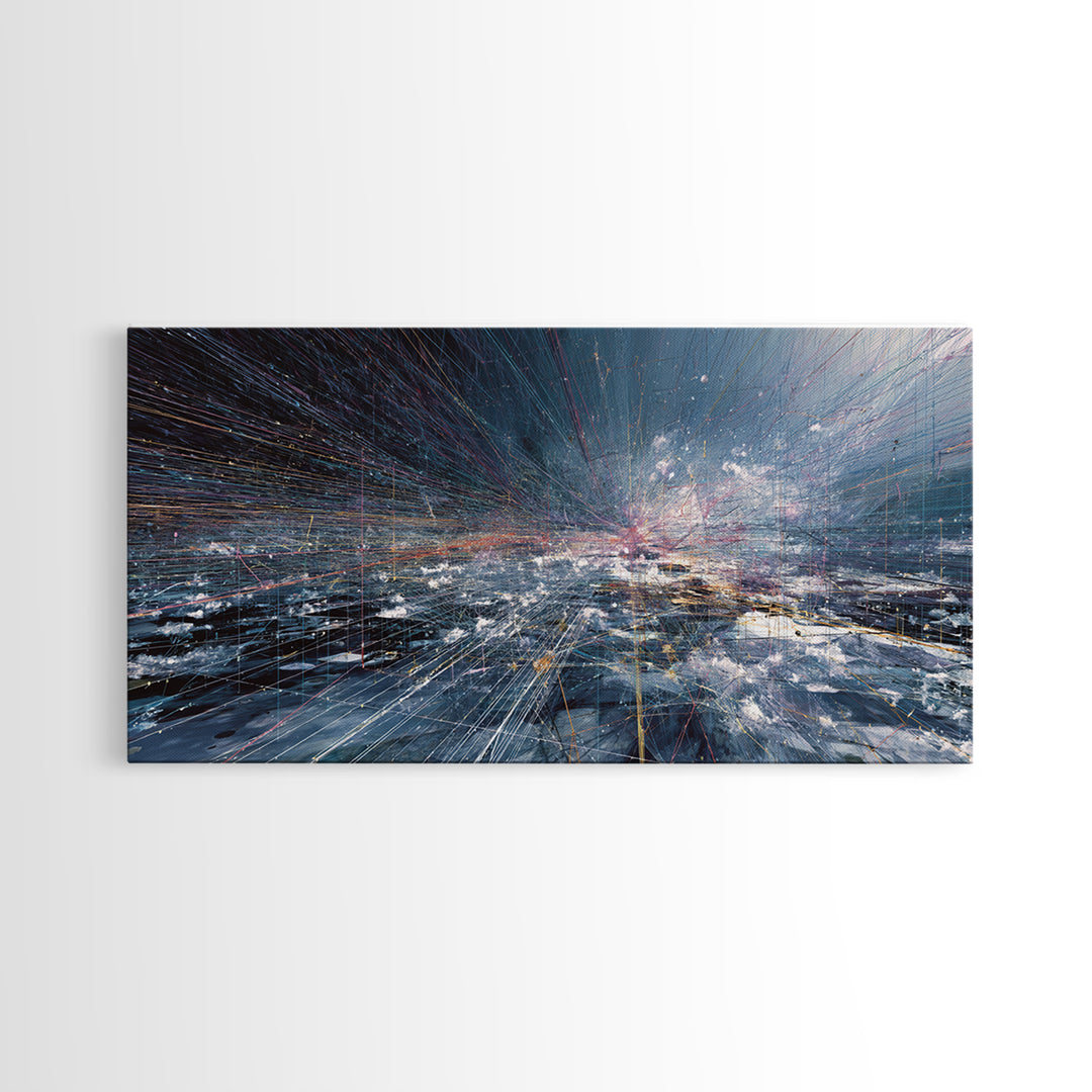 Blue Storm Abstract Ocean Horizon Canvas Print, Contemporary Wall Art, Modern Canvas Art, Bedroom Wall Decor, Ready To Hang Art