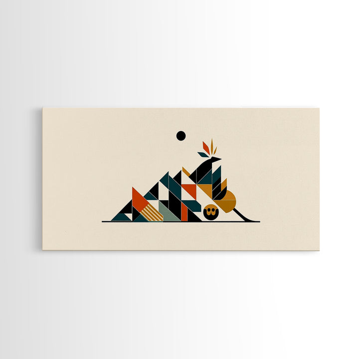 Minimalist Geometric Desert Symbols Wall Art, African Inspired Abstract Shapes, Terracotta Teal Decor, Modern Canvas Print
