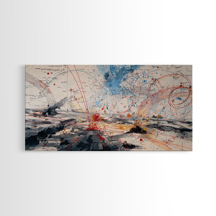 Abstract Battlefield Energy Canvas Print, Modern Abstract Art, Bold Office Art, Red Blue Contemporary Statement Wall Decor